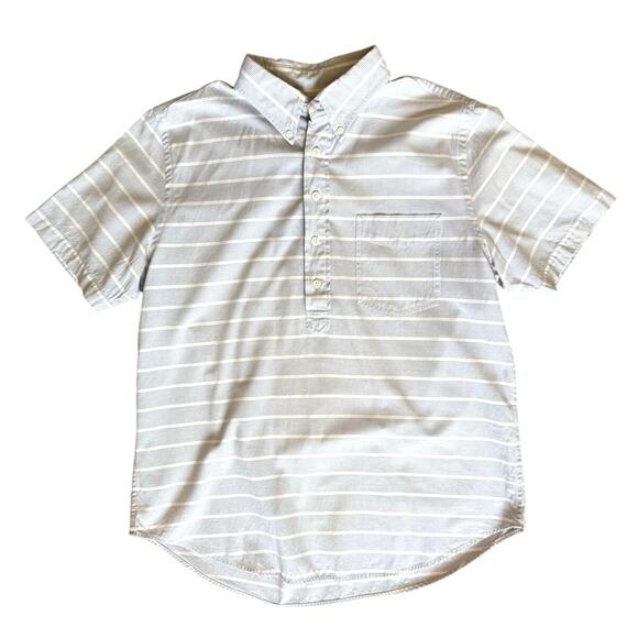 Jack Spade NY Striped Button-up Henley in Gray & White Size XL X-Large - Picture 1 of 5